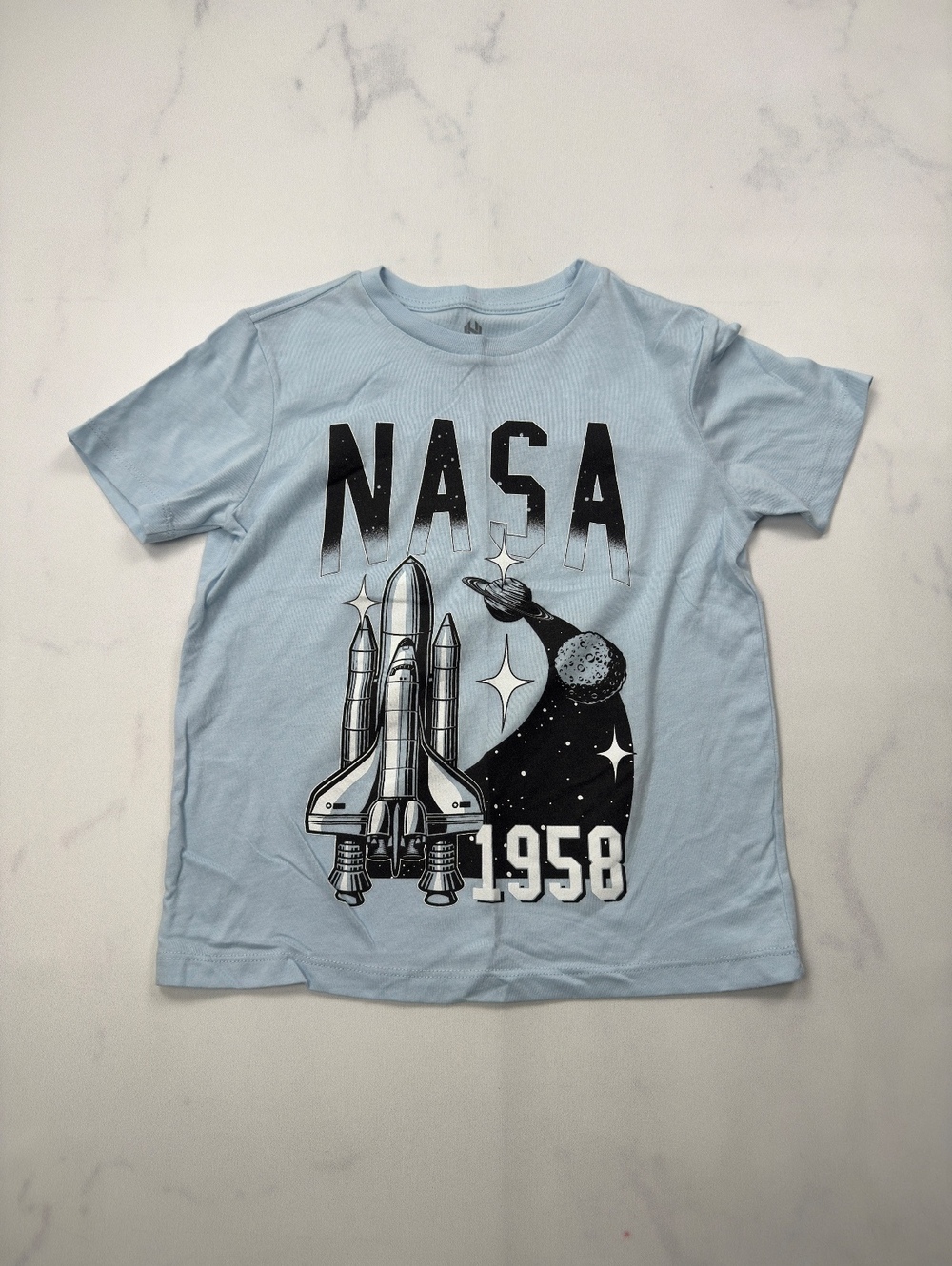 Hyper Space NASA Graphic Tee Light Blue 2010s Retro - Boys M